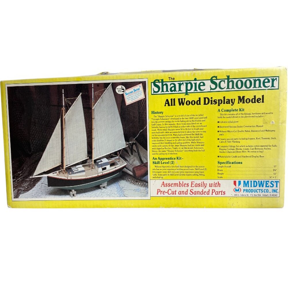 The Sharpie Schooner Midwest Products Wooden Boat Ship Model NEW